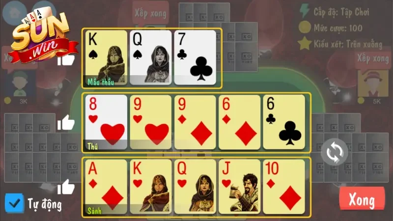 Các thành phần trong trò chơi mậu binh online